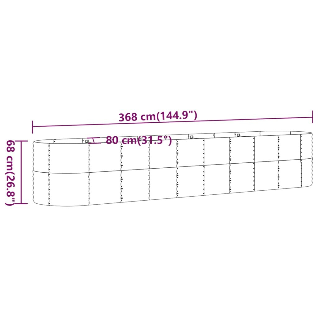 Garden Raised Bed Grey Powder-coated steel Large Durable