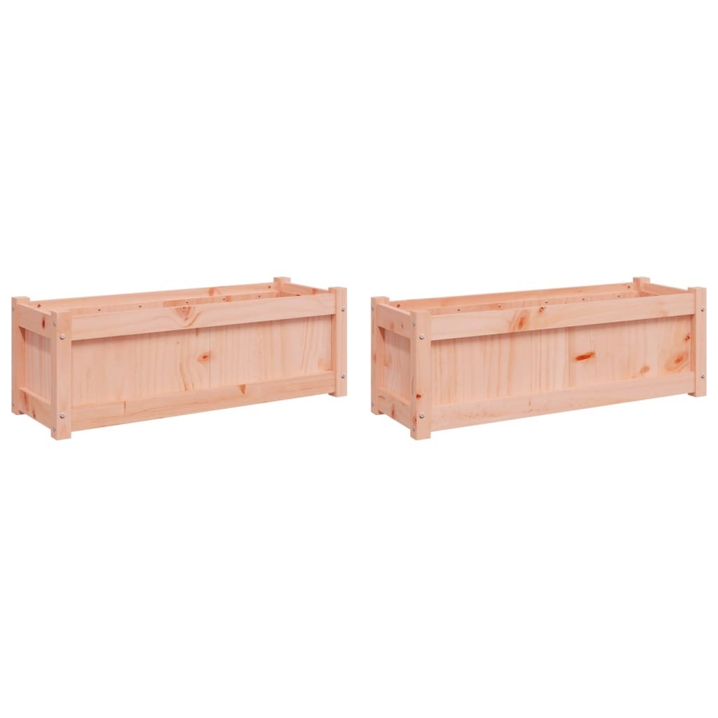 Garden Planter Set of 2 Brown Solid Douglas wood Medium Durable