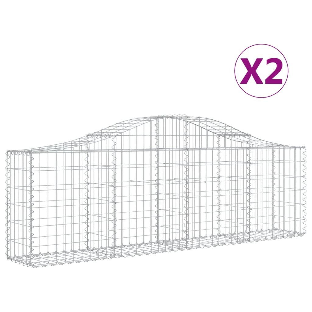 Gabion Basket Set of 2 Silver Galvanized Steel Large