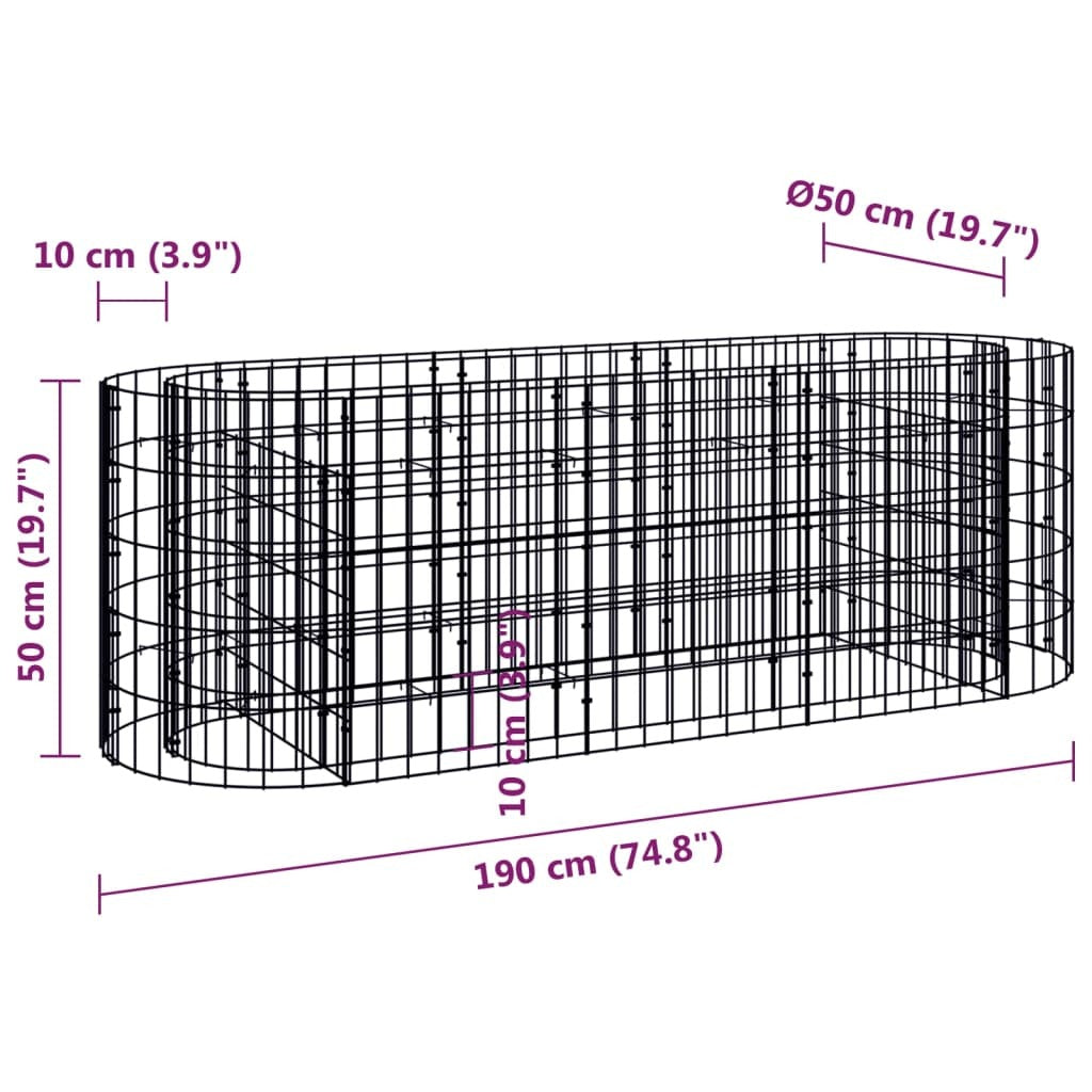 Gabion Raised Bed Silver Galvanized Iron Medium Durable