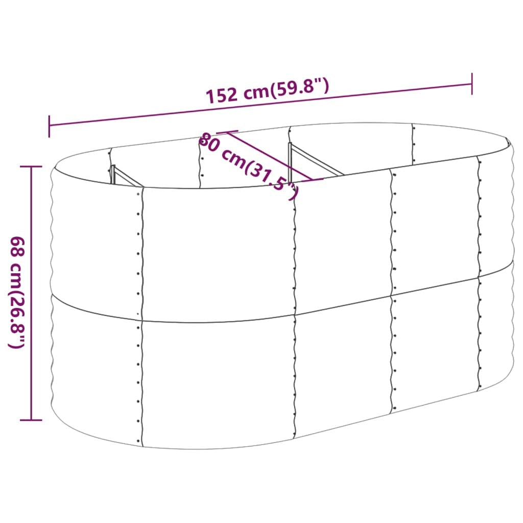Garden Raised Bed Grey Powder-coated steel Large Durable