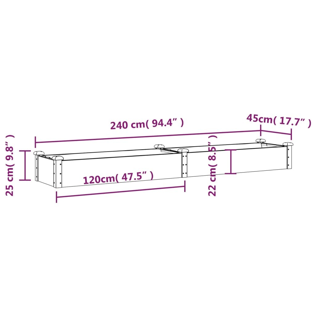 Garden Raised Bed Brown Solid fir wood Large Garden Raised Bed