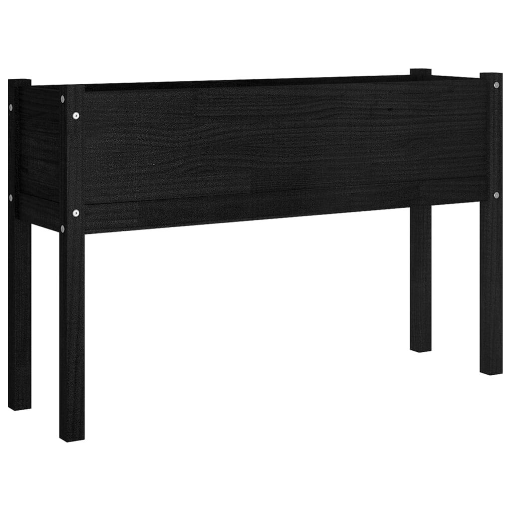 Planter Set of 2 Black Solid Pinewood 43.3 x 12.2 x 27.6 in