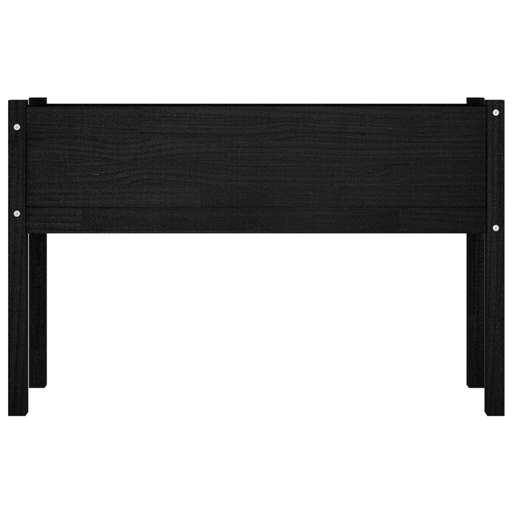 Planter Set of 2 Black Solid Pinewood 43.3 x 12.2 x 27.6 in